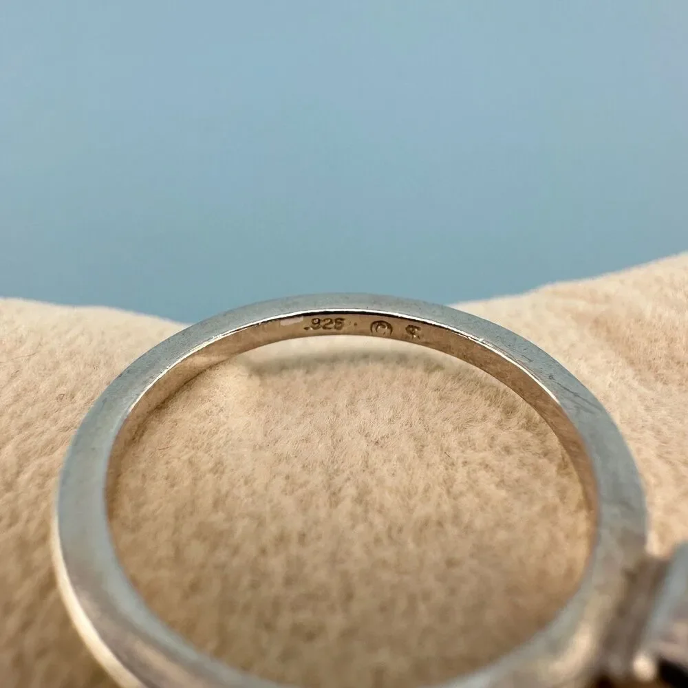 Vintage 925 Sterling Silver Turquoise Ring Square Minimalist Dainty Size 7.75